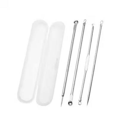 Kit de Limpieza Facil: Extractor de Puntos Negros, Espinillas y Grasa Facial + Juego de herramientas de acero inoxidable